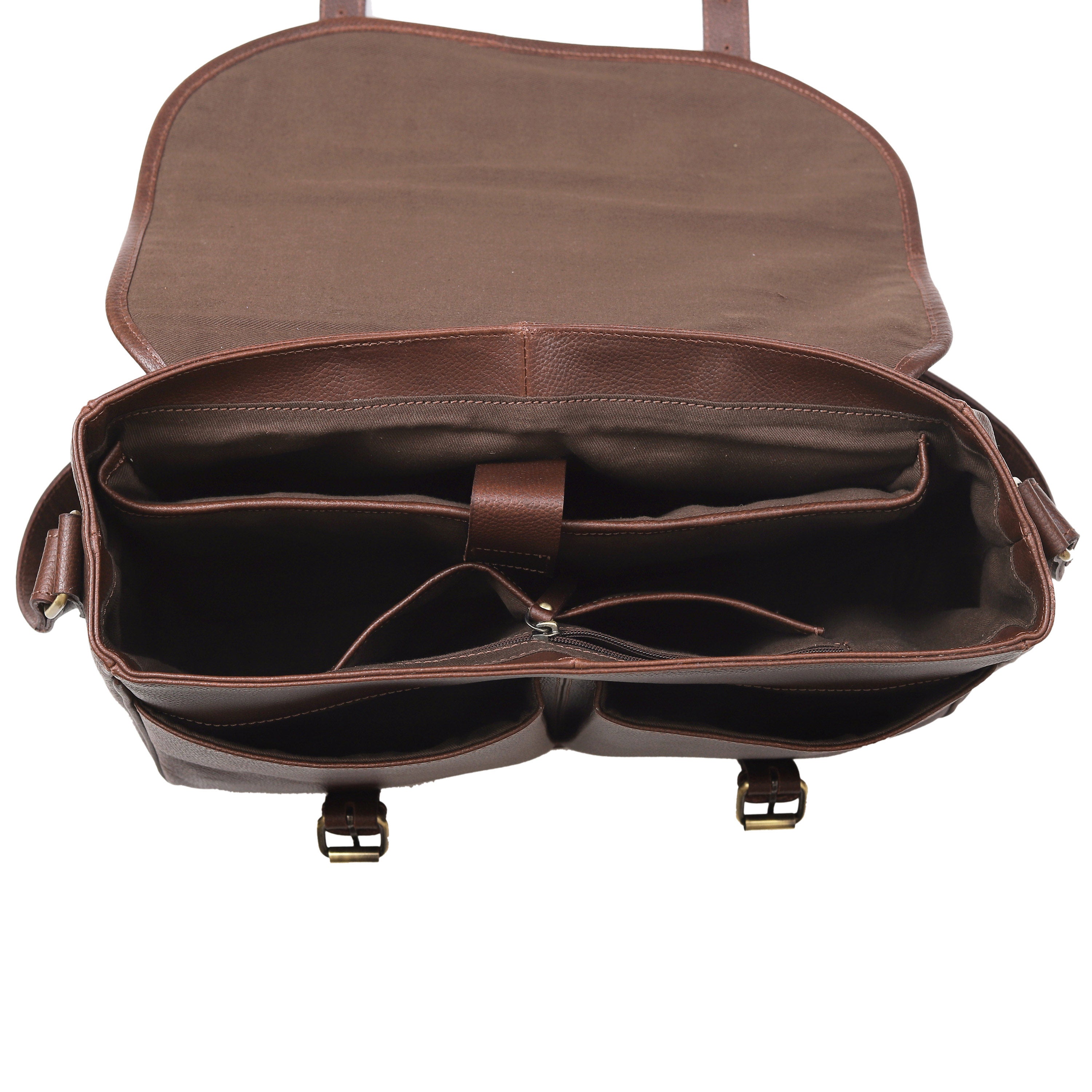 Brown Buffalo Leather Messenger Bag for Work