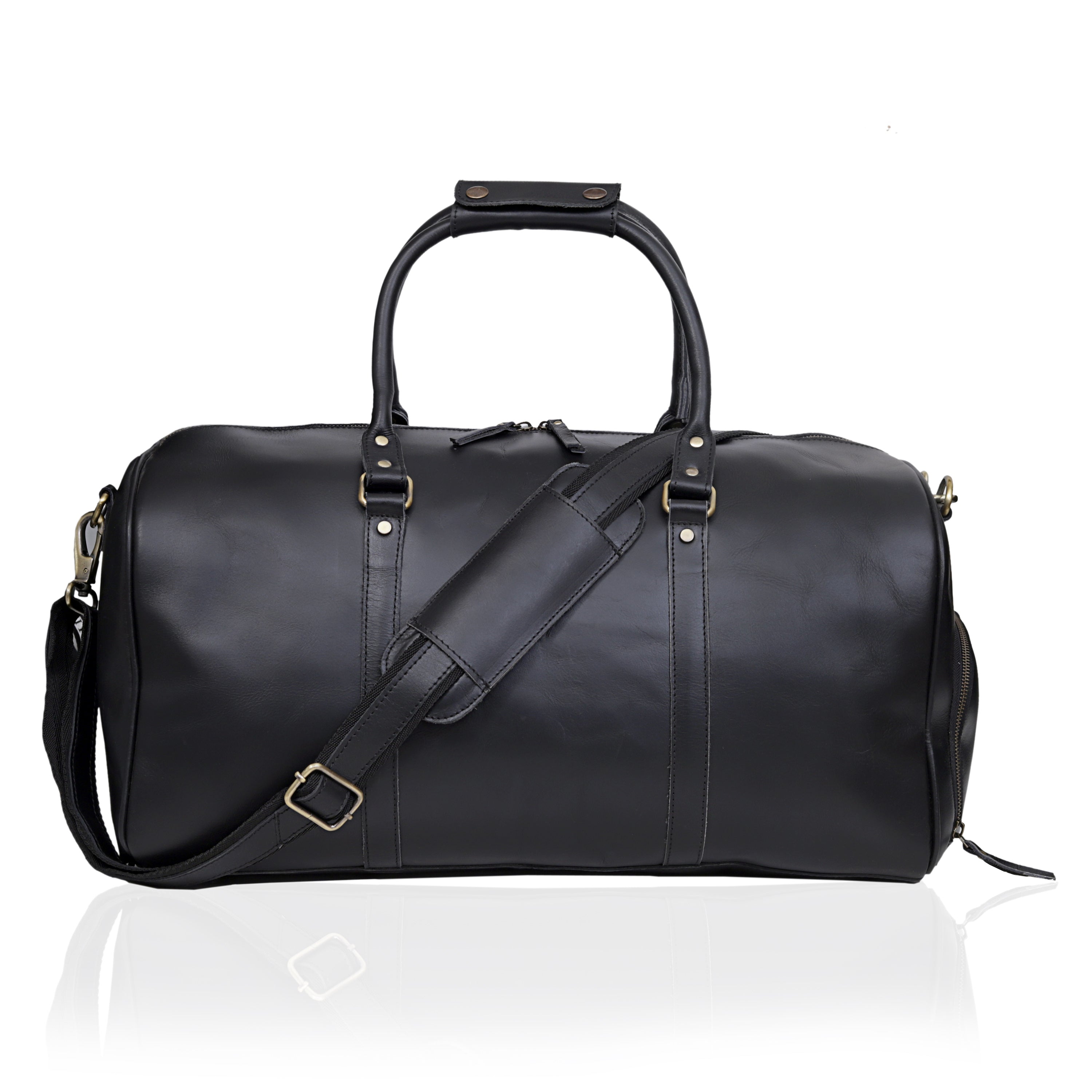 John Leather Duffel Bag - Black