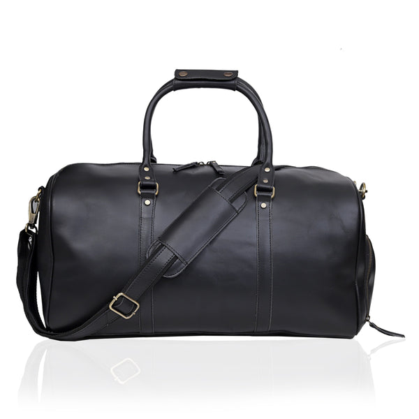 John Leather Duffel Bag - Black