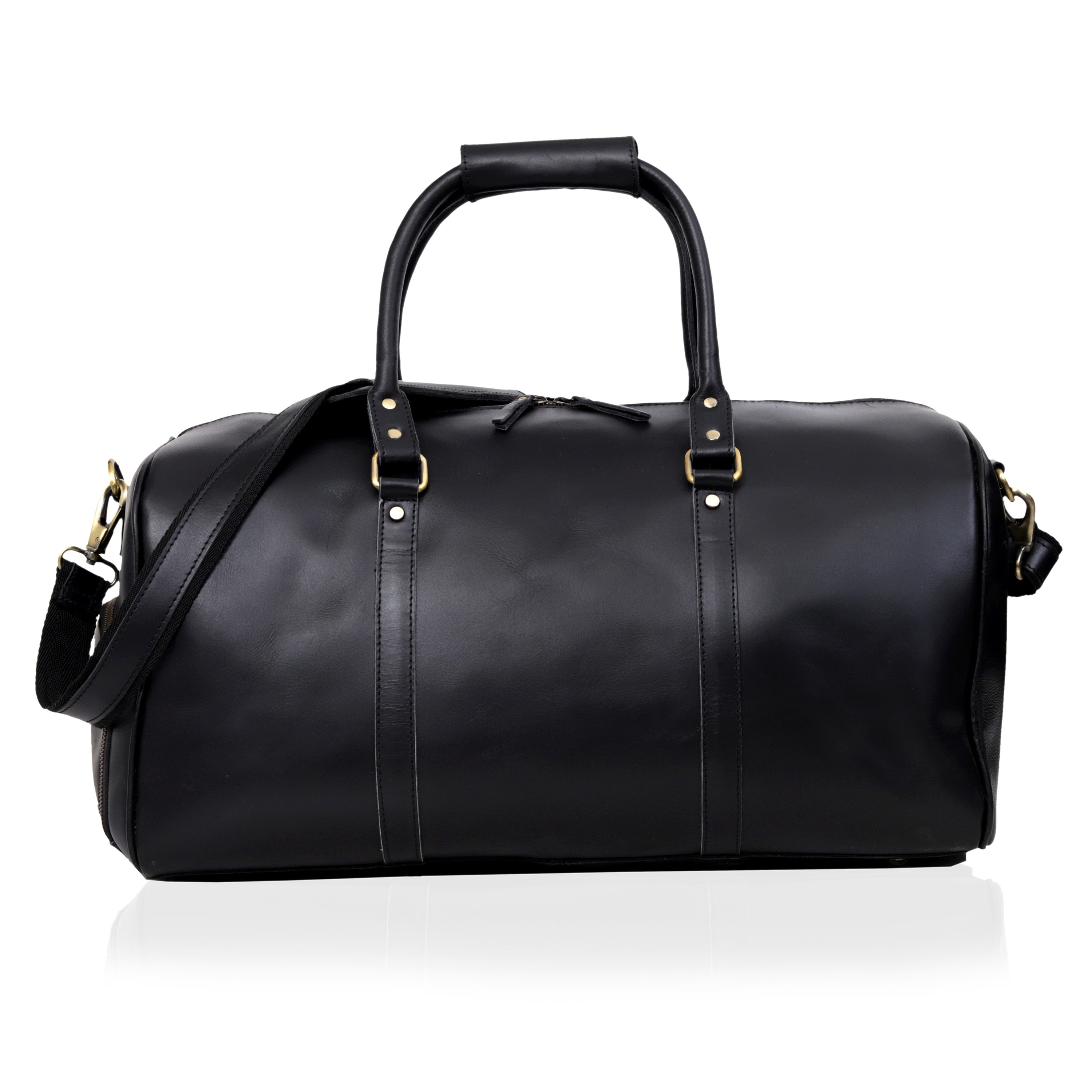 John Leather Duffel Bag - Black