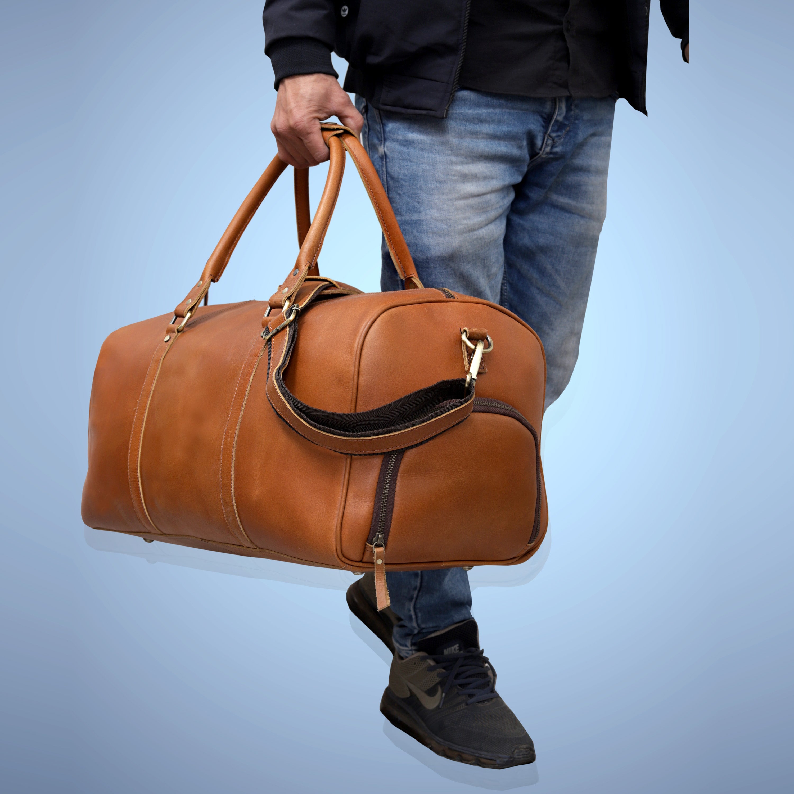 John Leather Duffel Bag - Tan