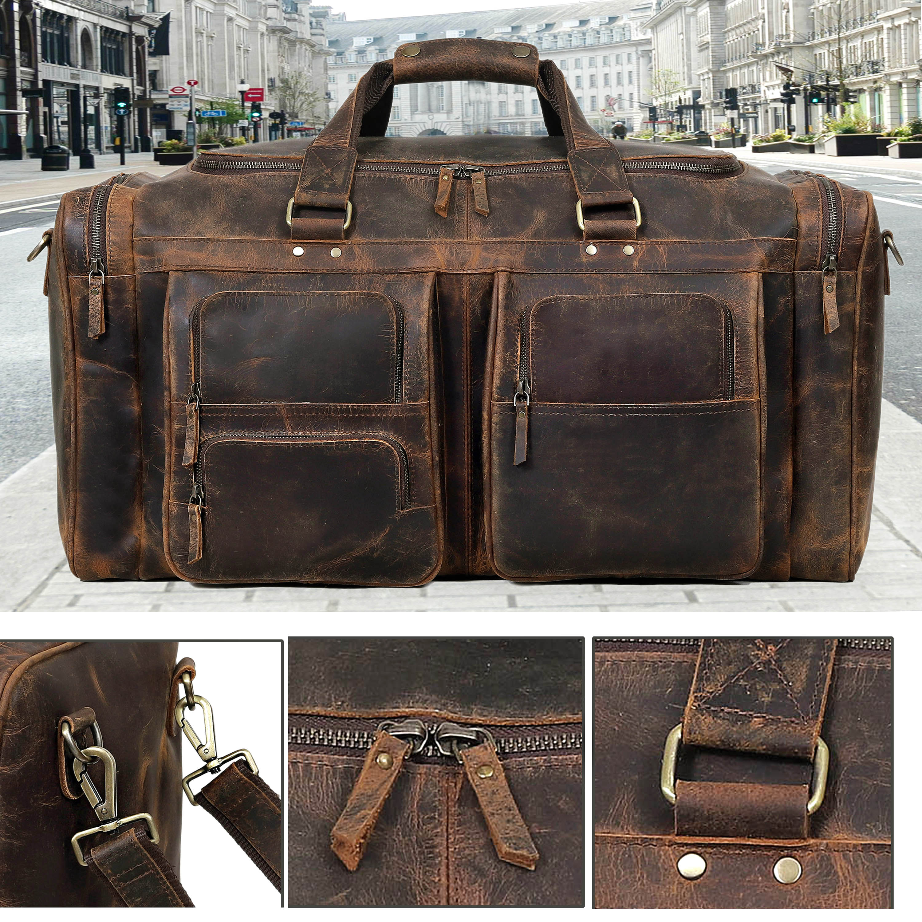 Farm Premium Buffalo Leather Duffle Combo