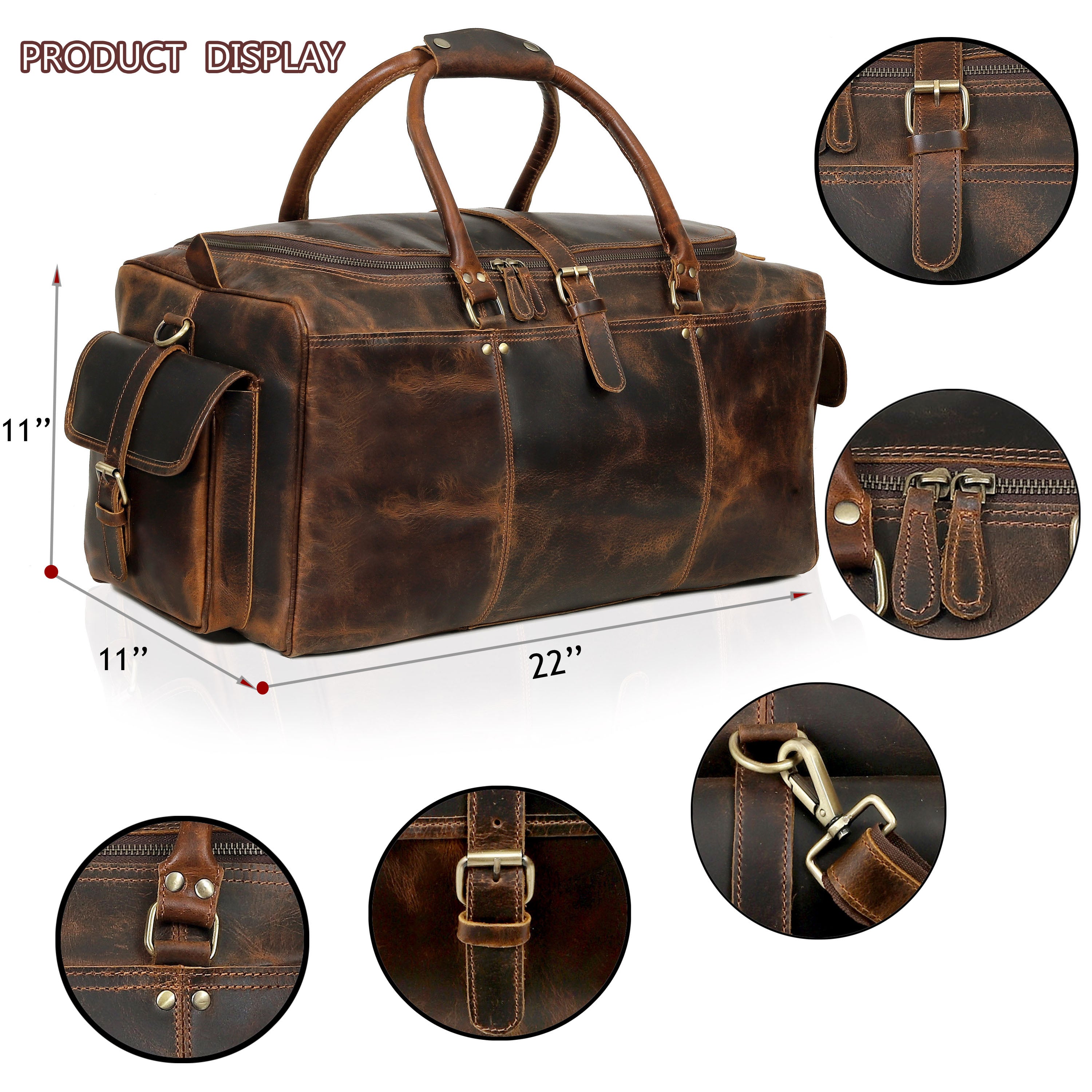 Brazilia Buffalo Leather Travel Duffel Bag
