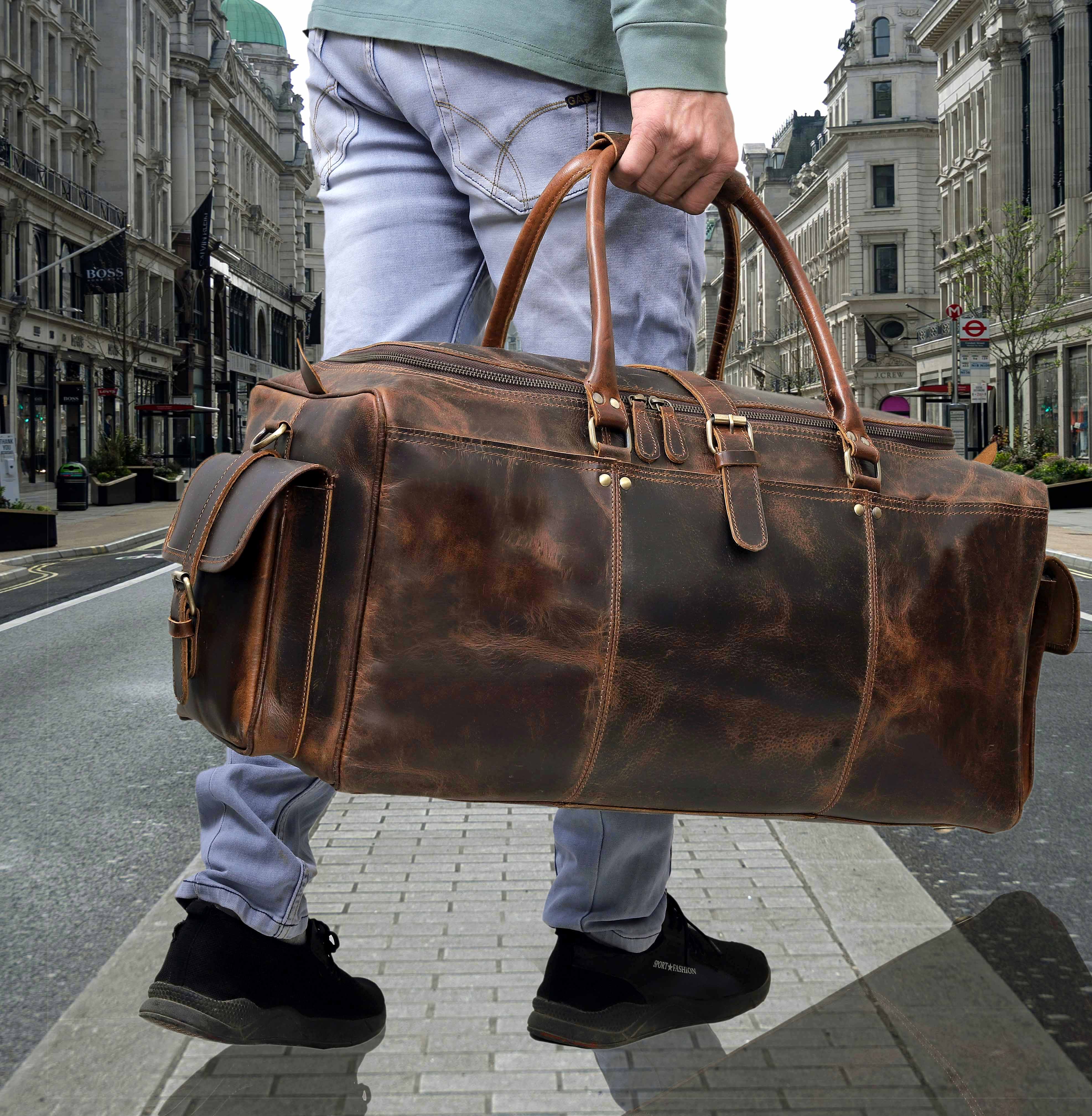 Brazilia Buffalo Leather Travel Duffel Bag