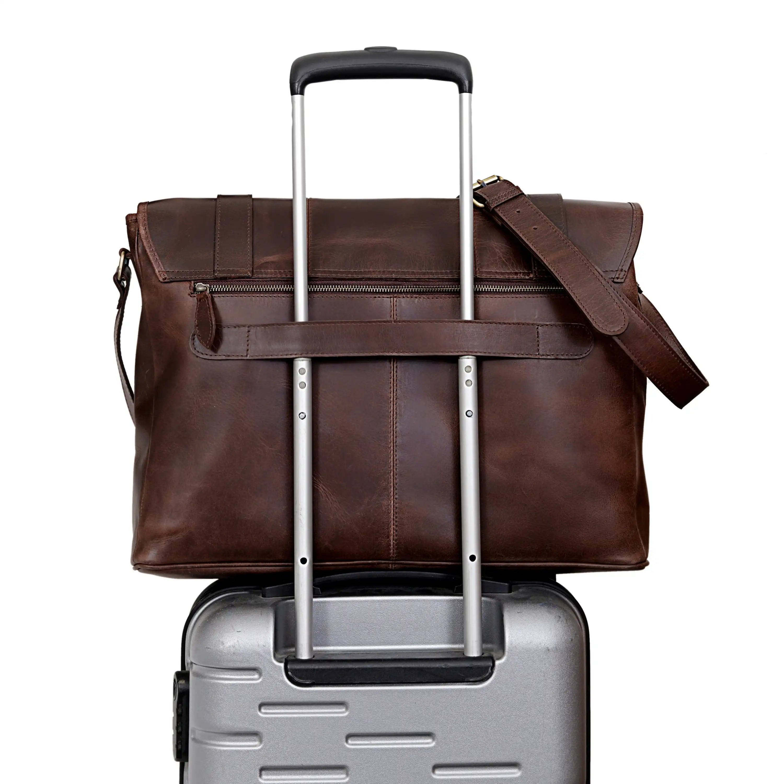 Brown Full-Grain Buffalo Leather Laptop Messenger Bag