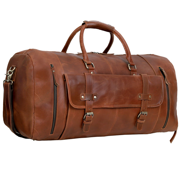 Mars Leather Duffel Bag for Men - Tan