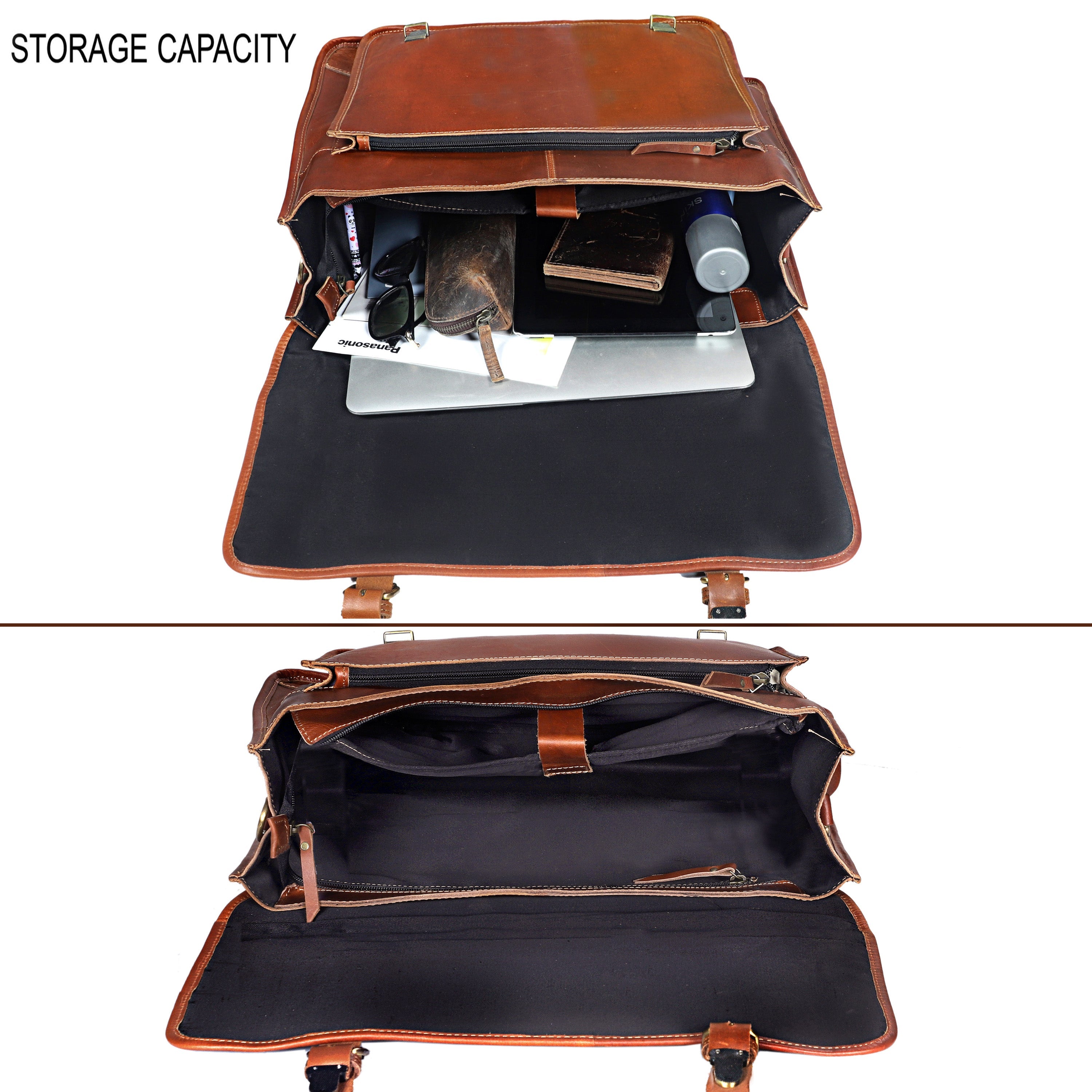 Tan Full-Grain Buffalo Leather Laptop Messenger Bag