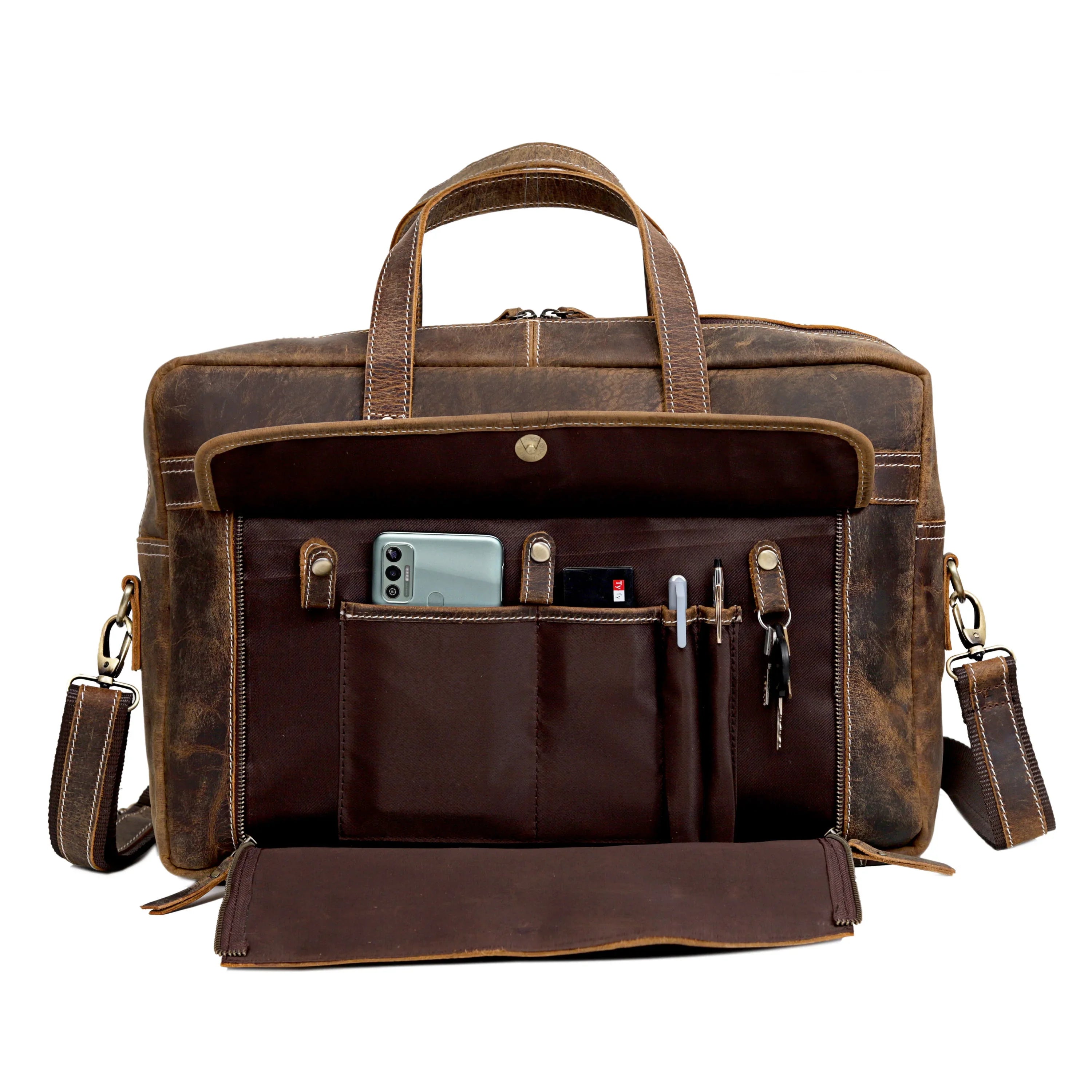Brown Fresno Laptop Leather Briefcase