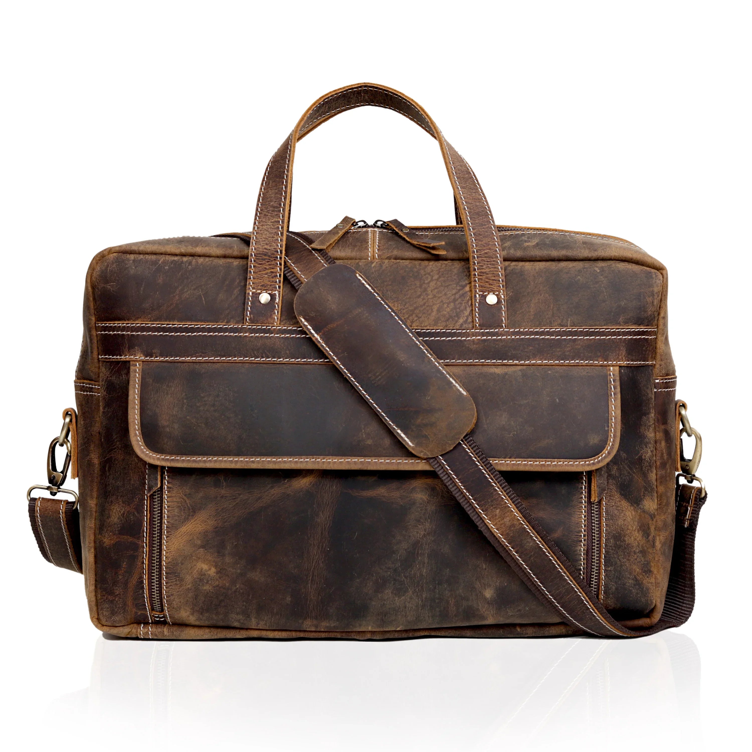 Brown Fresno Laptop Leather Briefcase