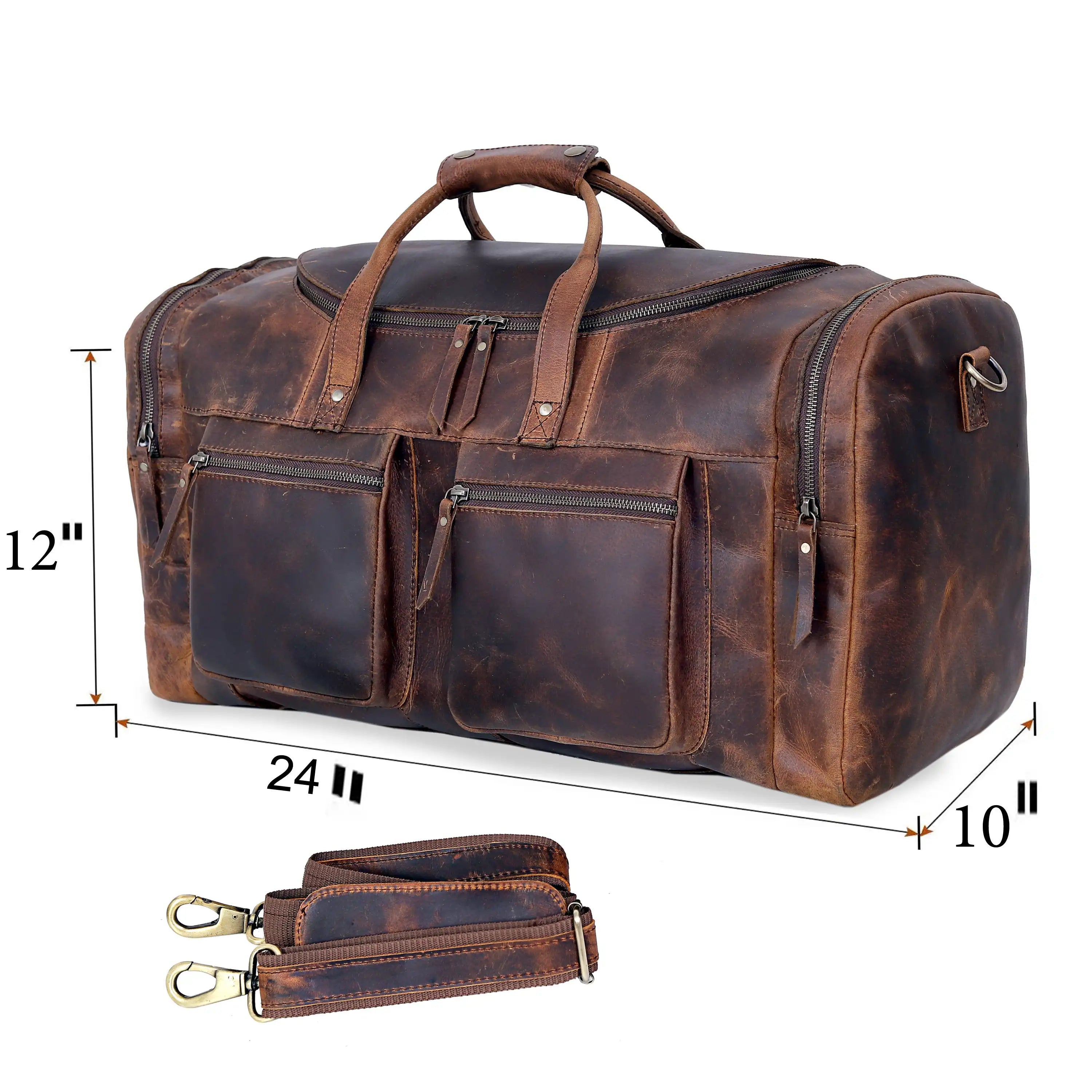 Vintage Voyager Leather Duffle Bag