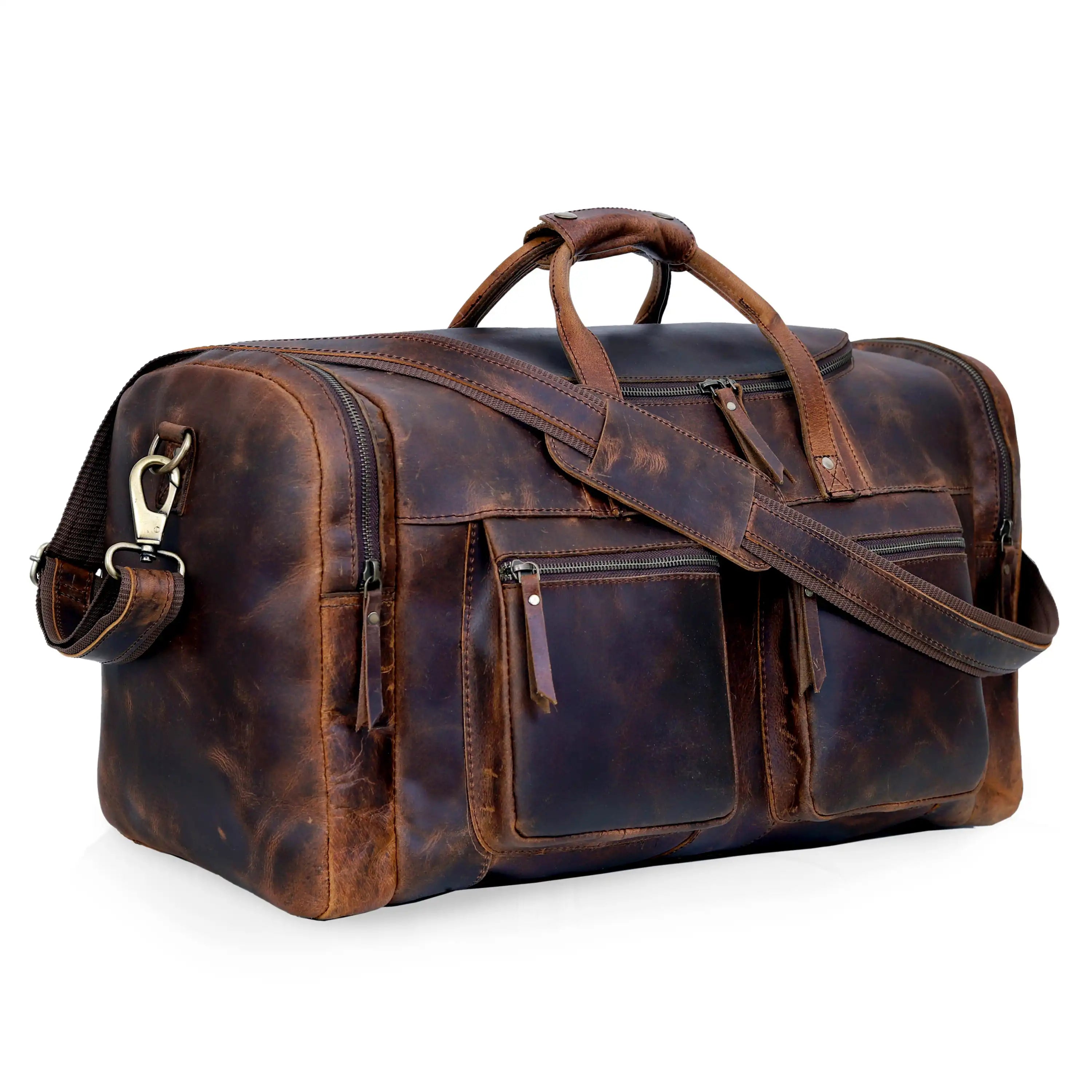 Vintage Voyager Leather Duffle Bag