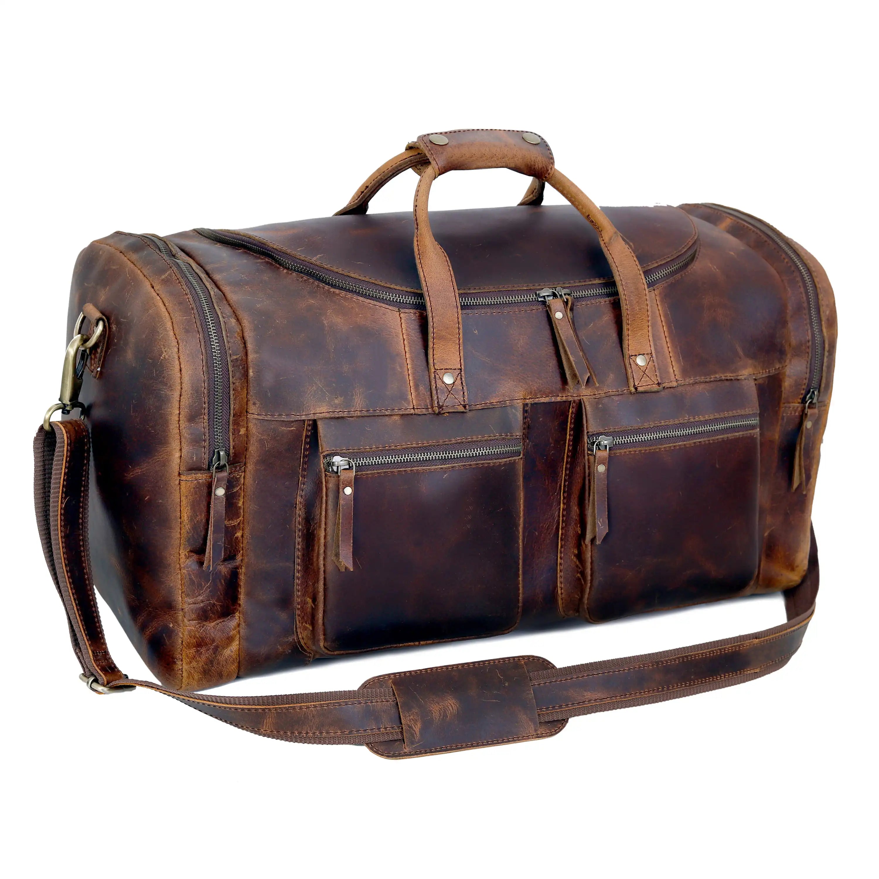 Vintage Voyager Leather Duffle Bag