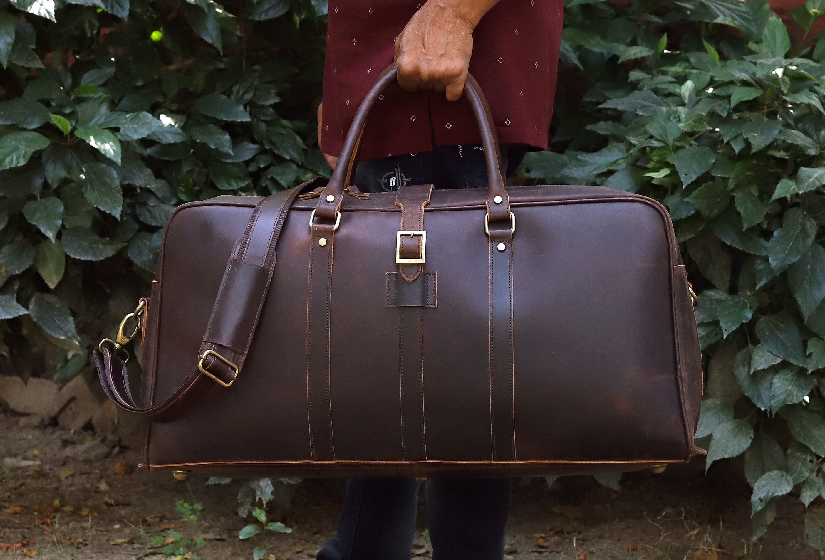 Leather Farm Travel Duffel Bag – Full Grain Leather Weekend Bag