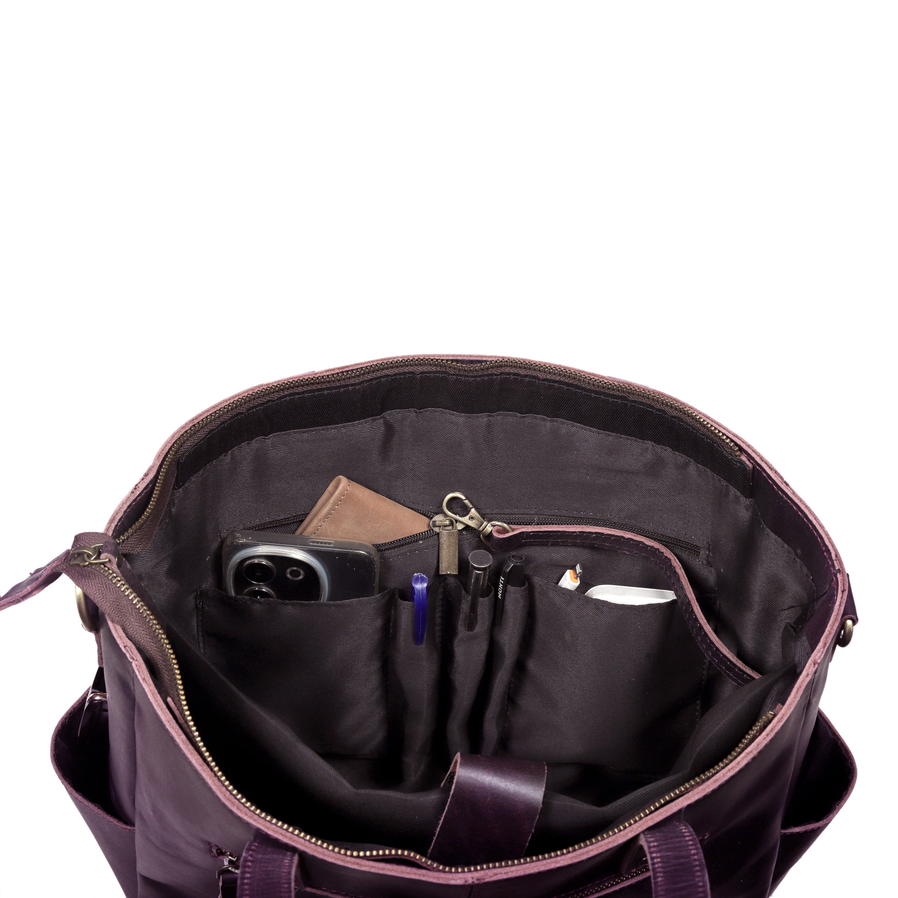 Portland Buffalo Leather Almost Perfect Tote Bag - purple