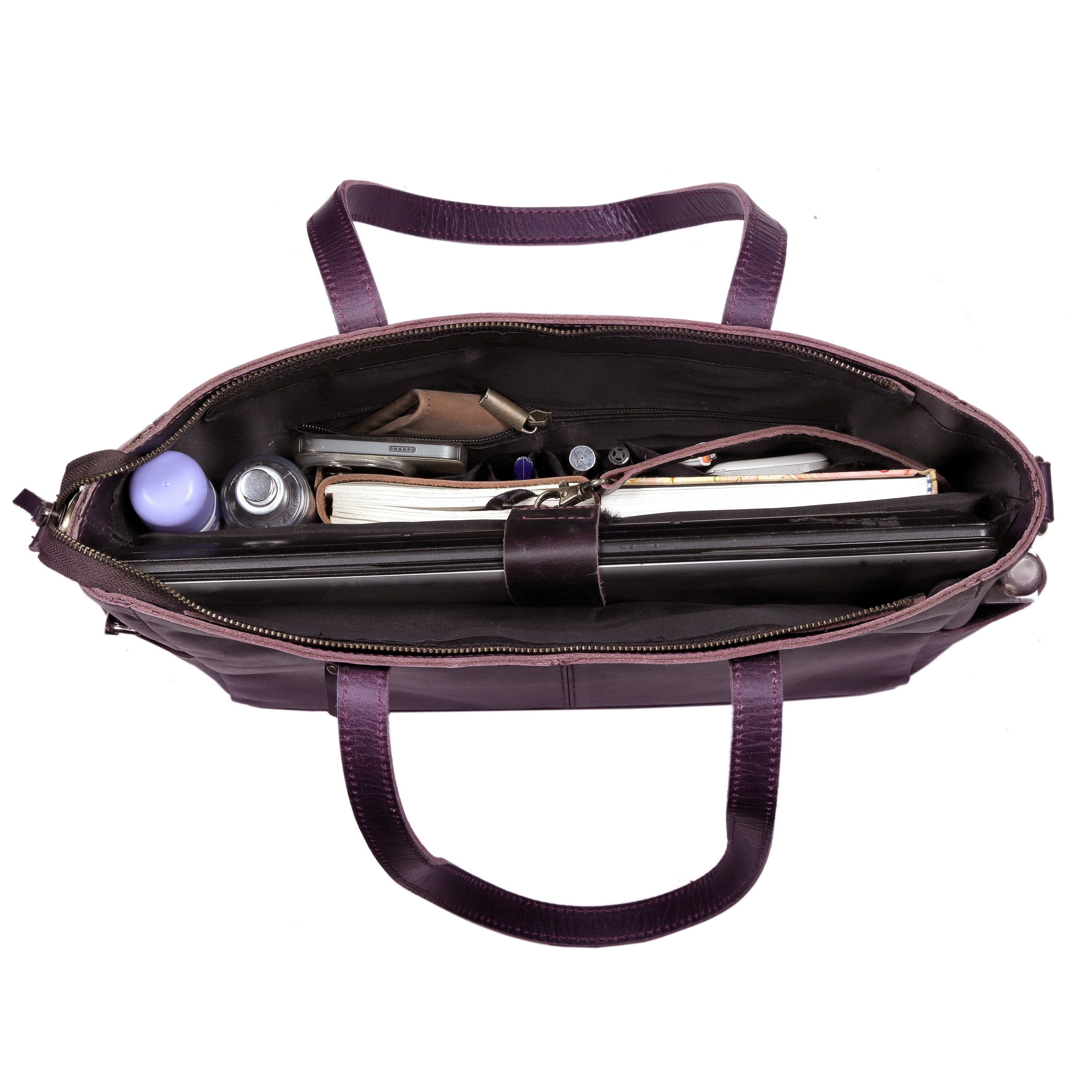 Portland Buffalo Leather Almost Perfect Tote Bag - purple