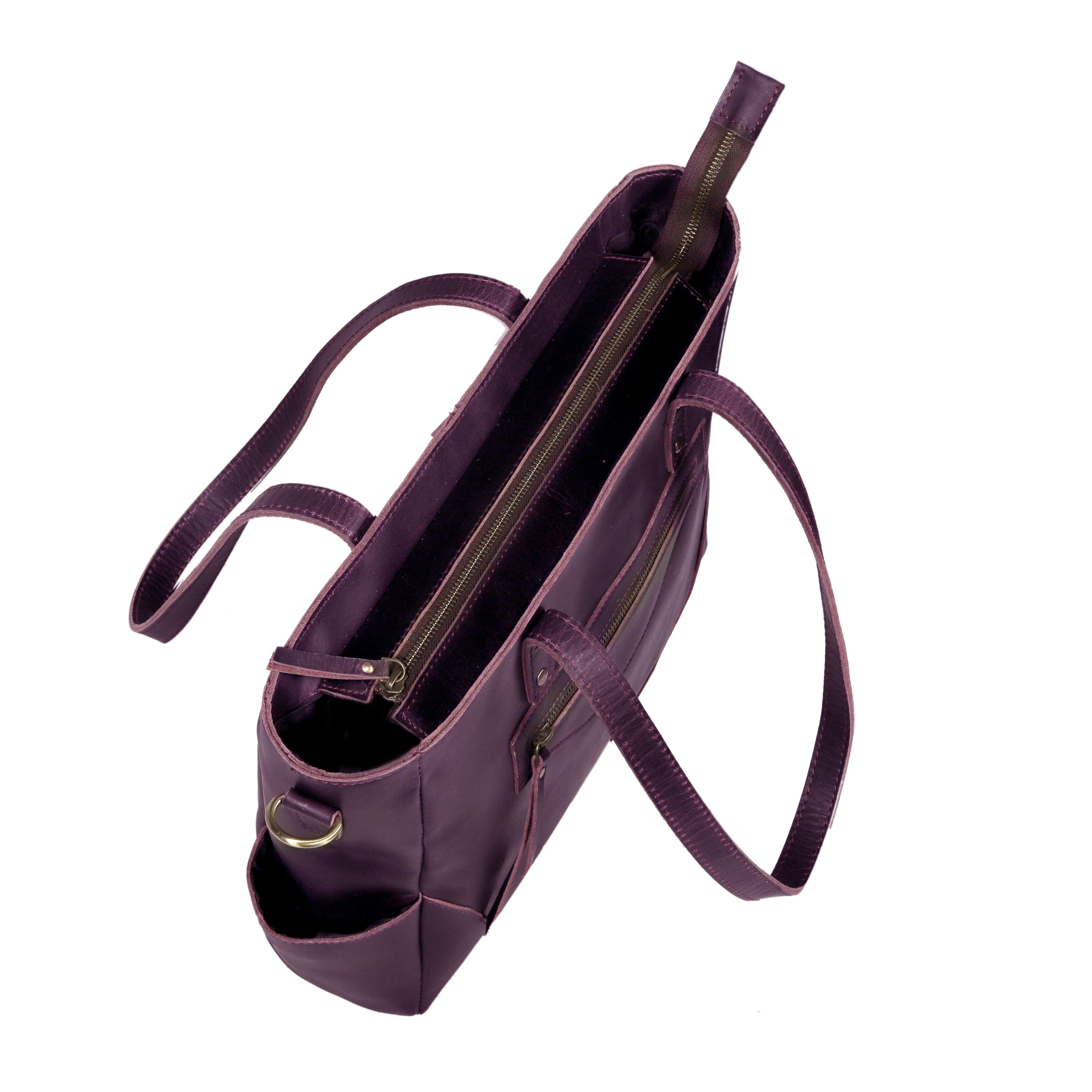 Portland Buffalo Leather Almost Perfect Tote Bag - purple