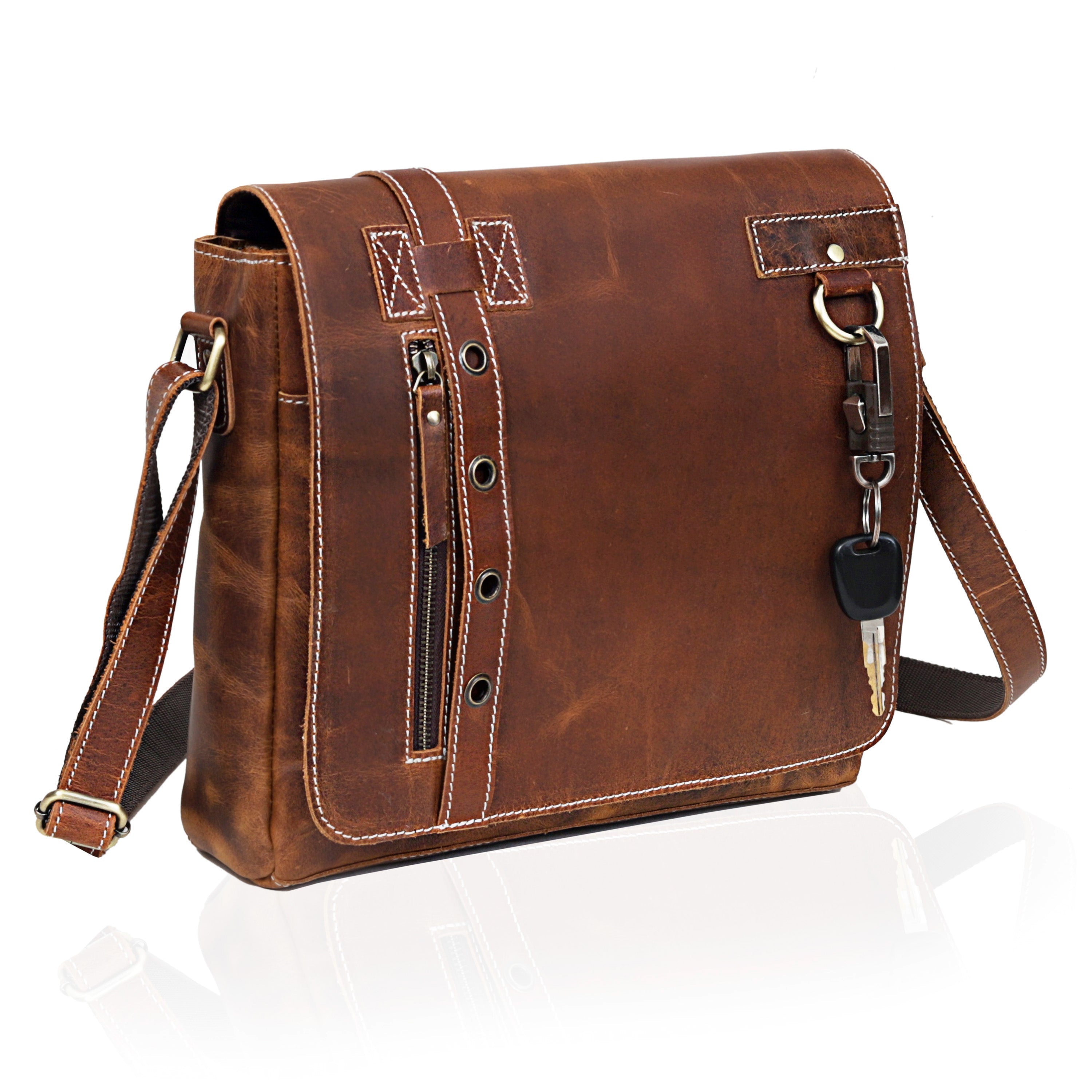 Full-Grain Buffalo Leather Laptop Messenger Bag