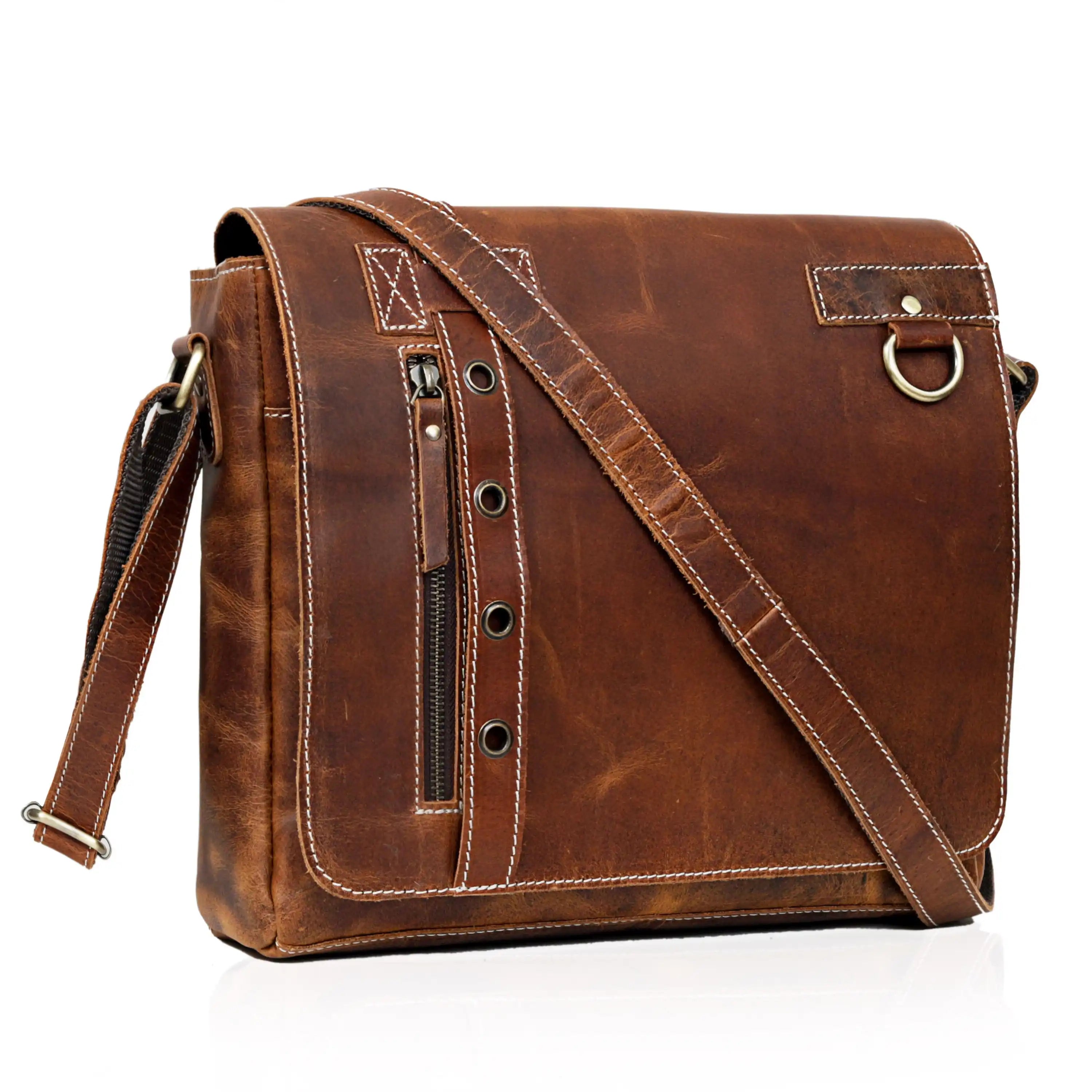 Full-Grain Buffalo Leather Laptop Messenger Bag