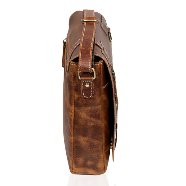 Full-Grain Buffalo Leather Laptop Messenger Bag