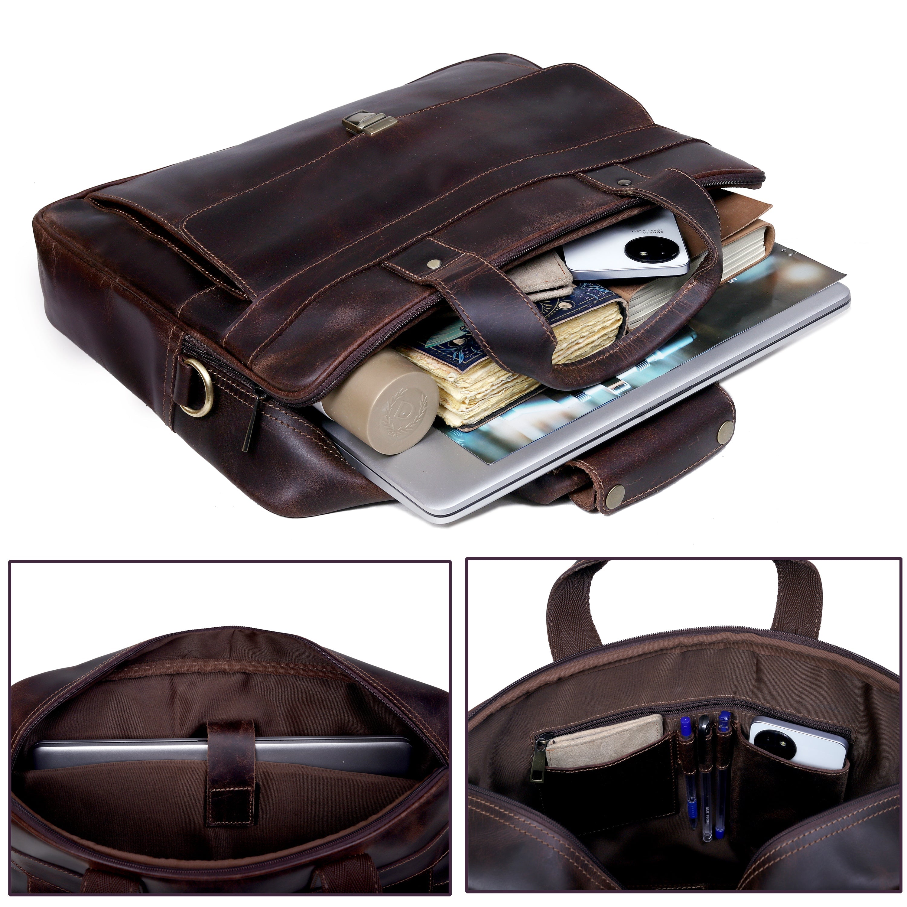 James Lawyer Leather Briefcase Bag