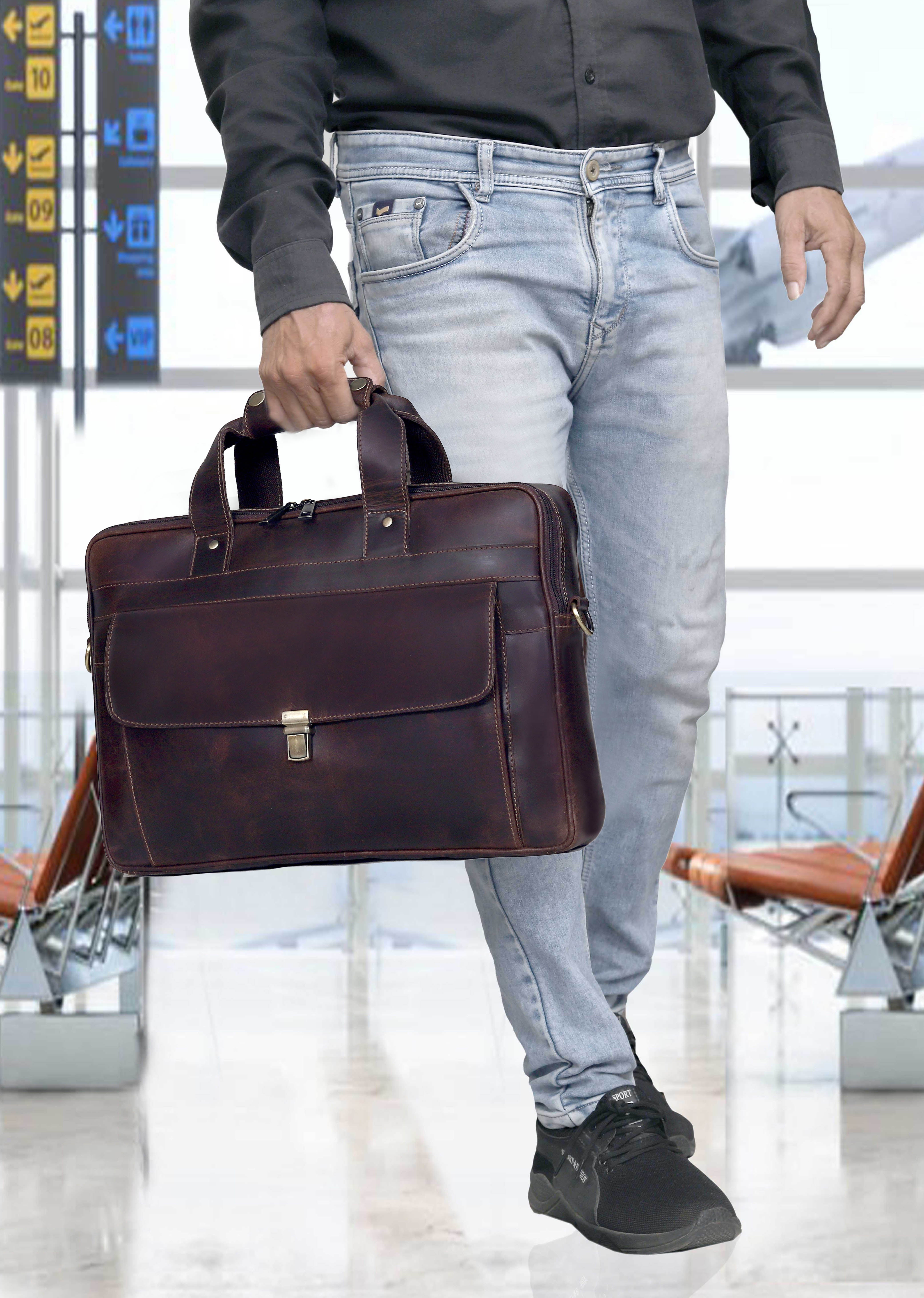 James Lawyer Leather Briefcase Bag