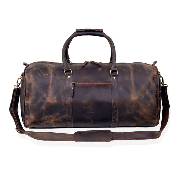 Rustic Leather Duffel Bag - Vintage Brown