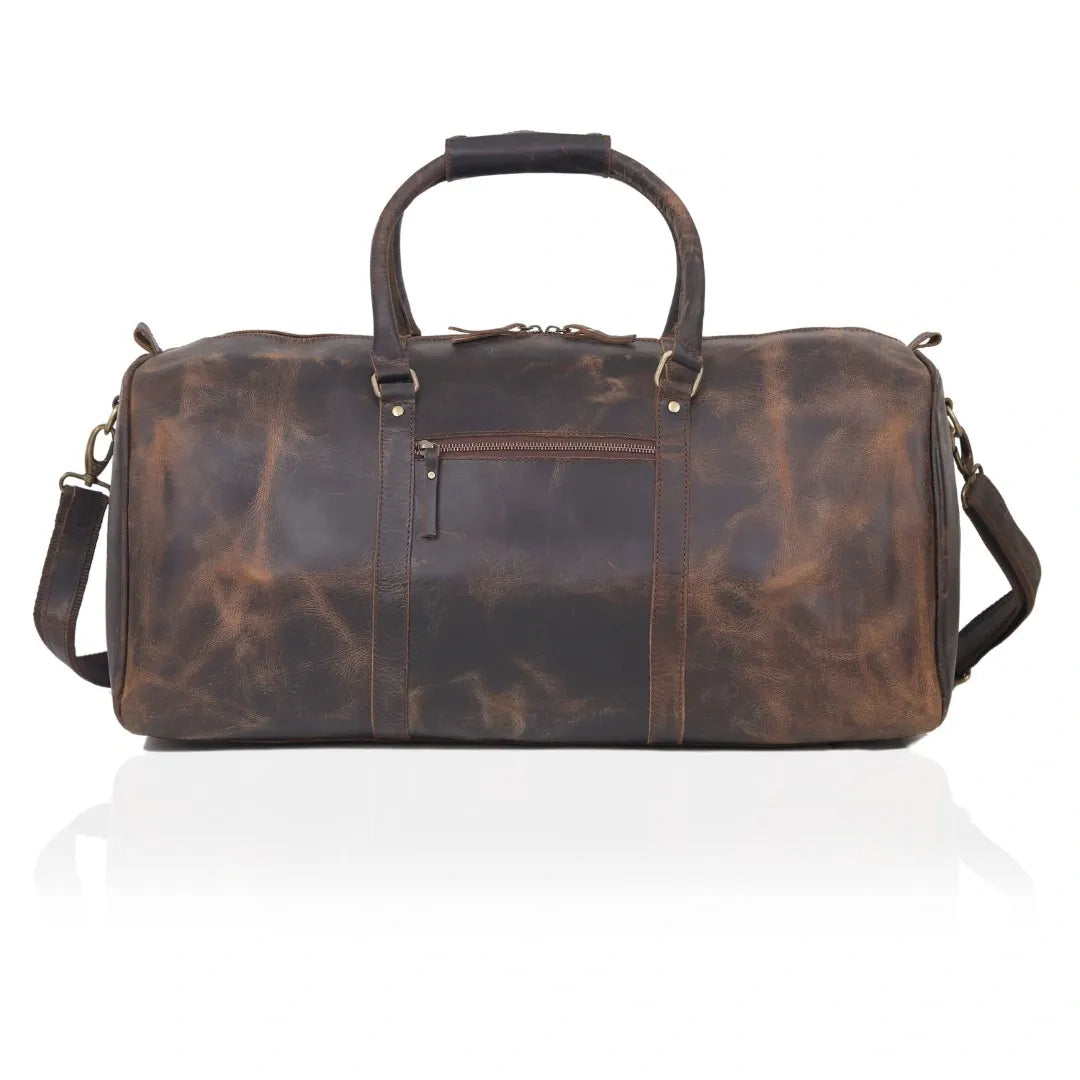 Rustic Leather Duffel Bag - Vintage Brown