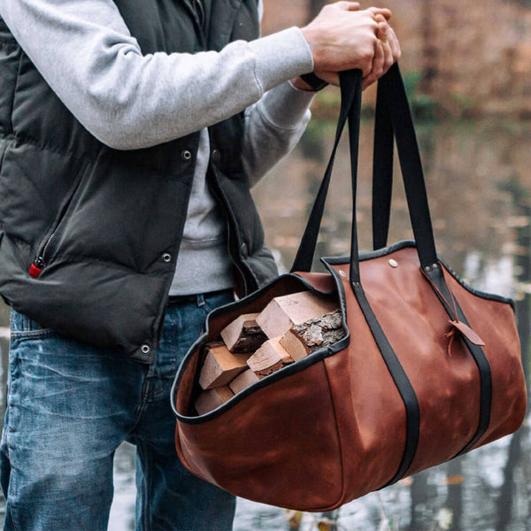 Crazy Horse Leather Log Carrier Bag