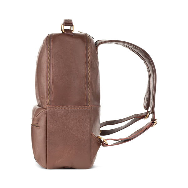 Buffalo Leather Organizer Backpack with Dual Front Zip Compartments
