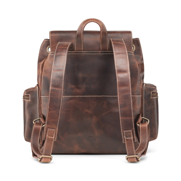 Full-Grain Buffalo Leather Drawstring Backpack with 15-Inch Laptop Sleeve
