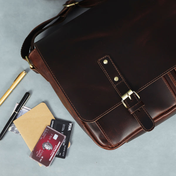 Full-Grain Buffalo Leather Messenger Bag