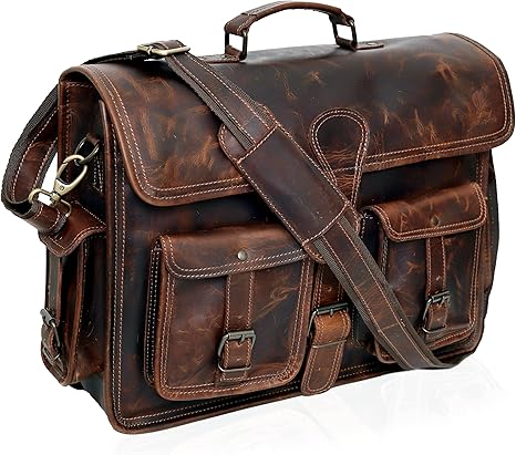 Full-Grain Leather Laptop Messenger Bag
