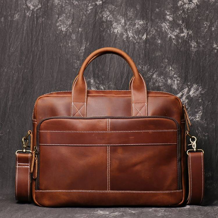 Handmade Men's Leather Briefcase Laptop Work Bag