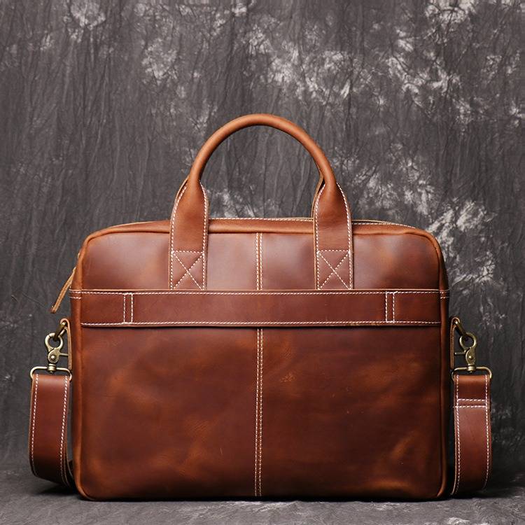 Handmade Men's Leather Briefcase Laptop Work Bag