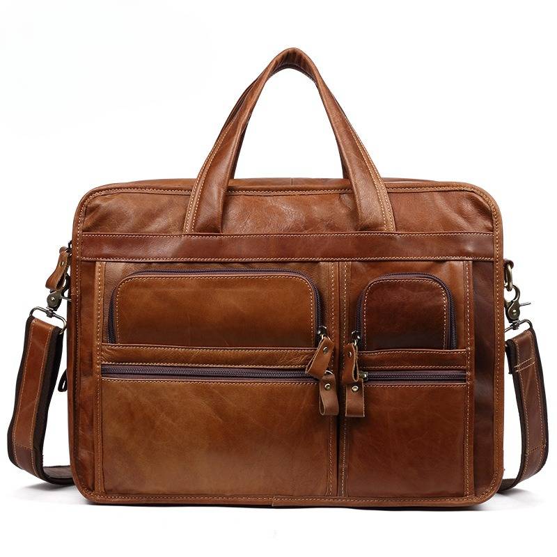 Retro Men's 15.6" Leather Laptop Bag Travel Briefcase