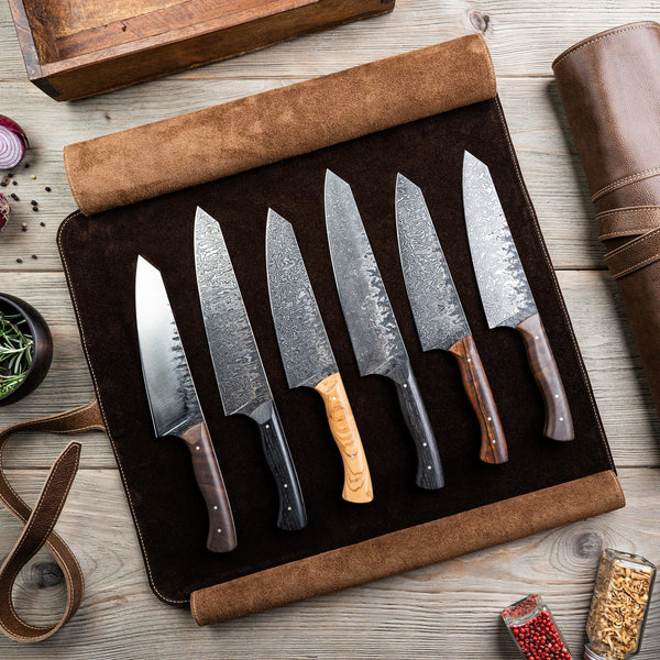 Austrian Magnetic Leather Knife Roll – 6 Slots