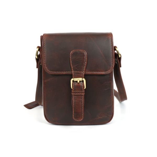 Mini Horizon Full-Grain Buffalo Leather Satchel – Compact Crossbody Messenger Bag
