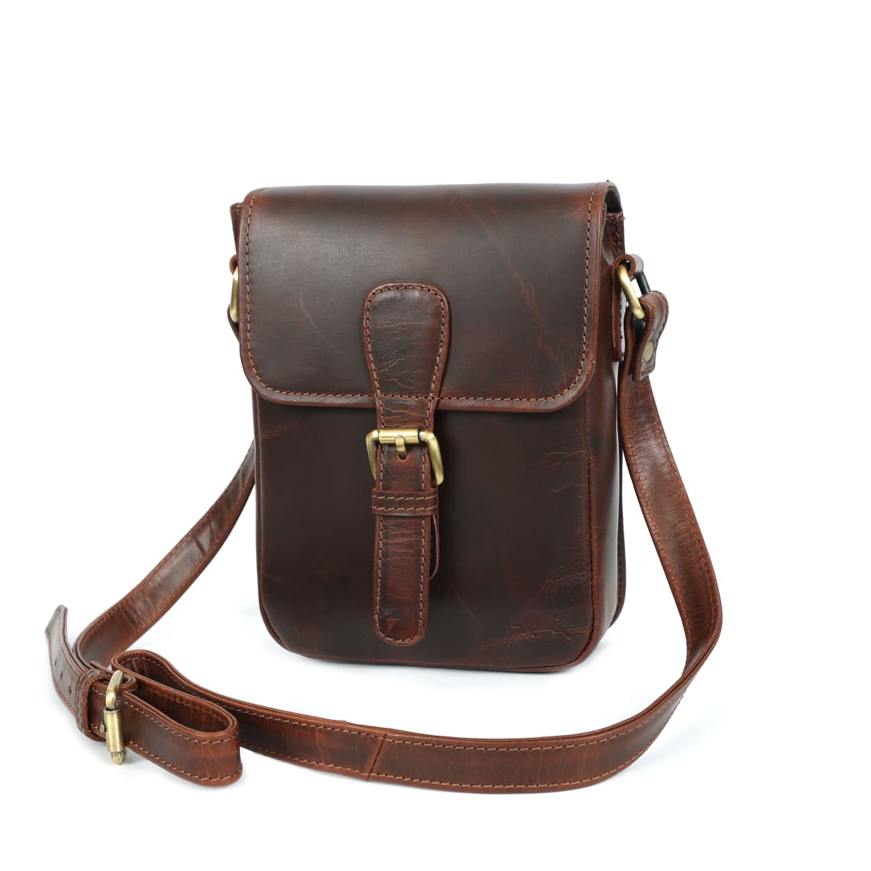 Mini Horizon Full-Grain Buffalo Leather Satchel – Compact Crossbody Messenger Bag