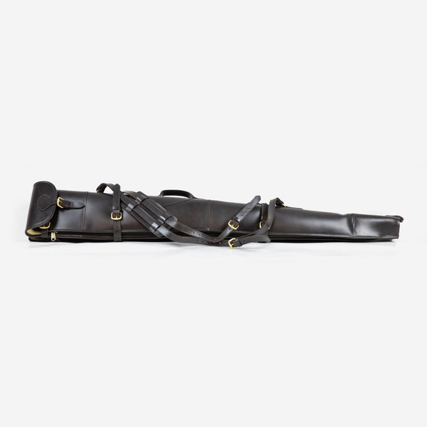 Dark Brown Double Shotgun Slip – Leather Buckle & Flap Gun Case