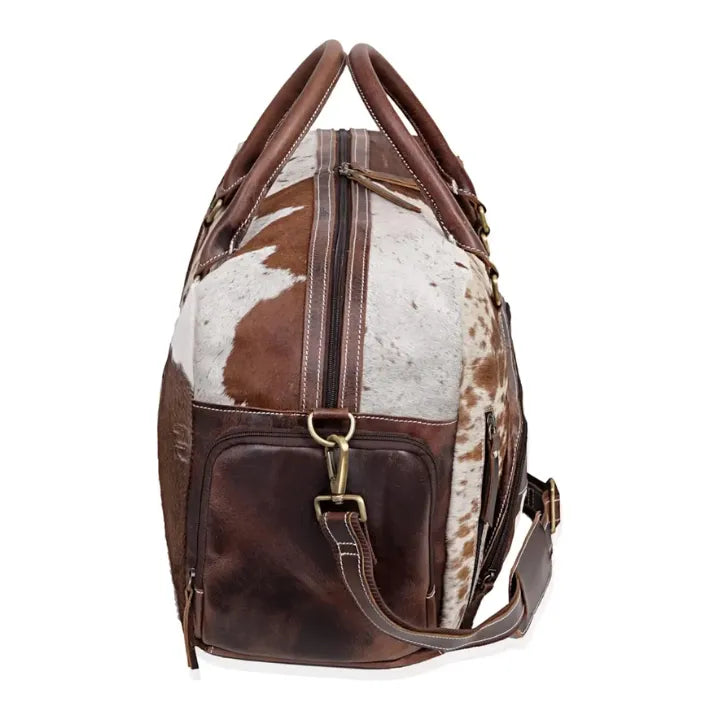 Premium Cowhide Leather Duffle Bag - Unisex Travel Weekender Bag