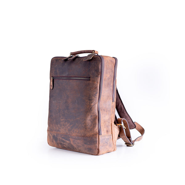 Leather Travel Backpack with Packing Cube Storage