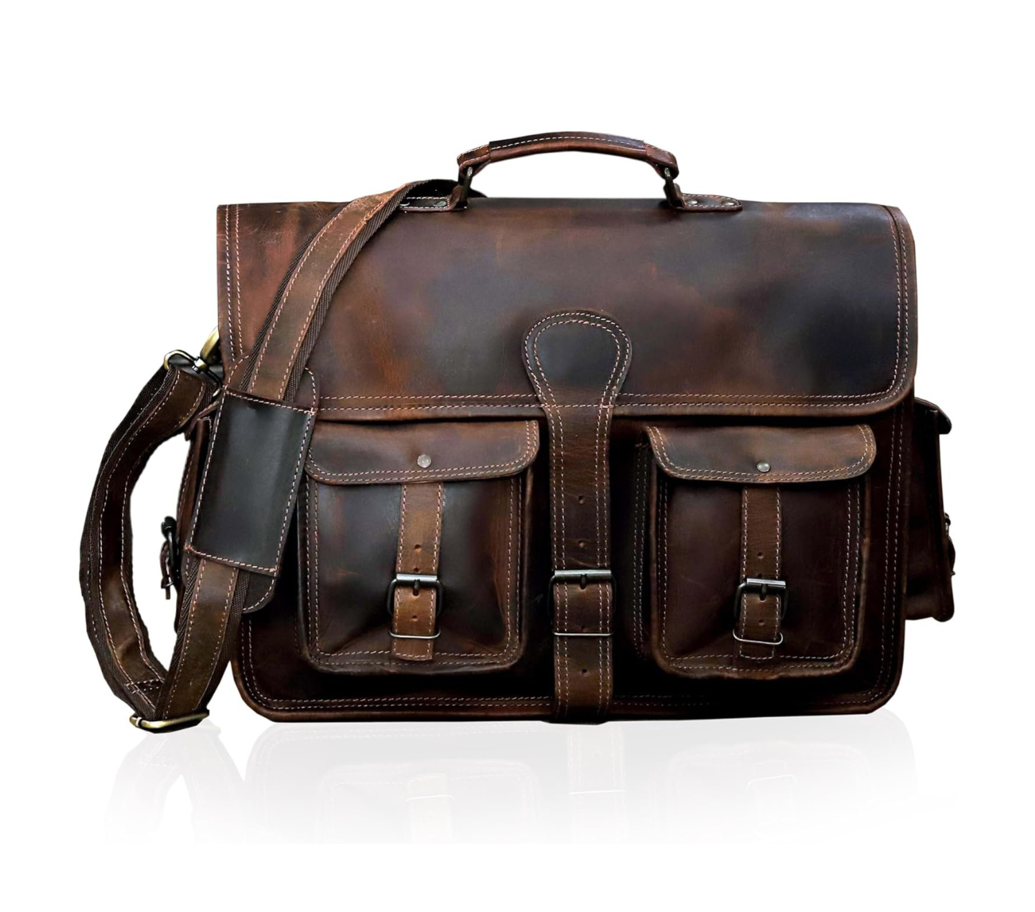 Vintage Full-Grain Buffalo Leather Messenger Bag