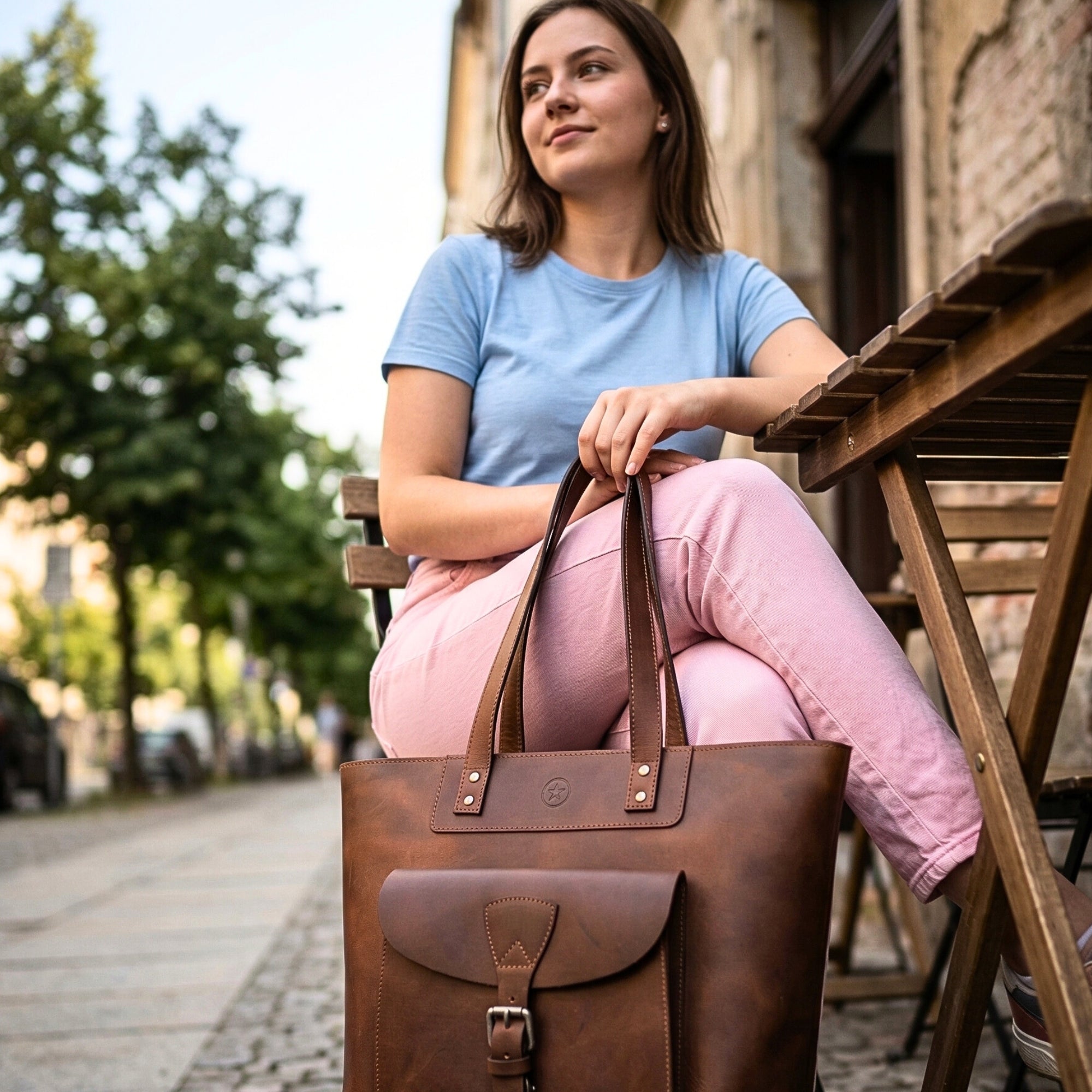 Velour Leather Tote Bag