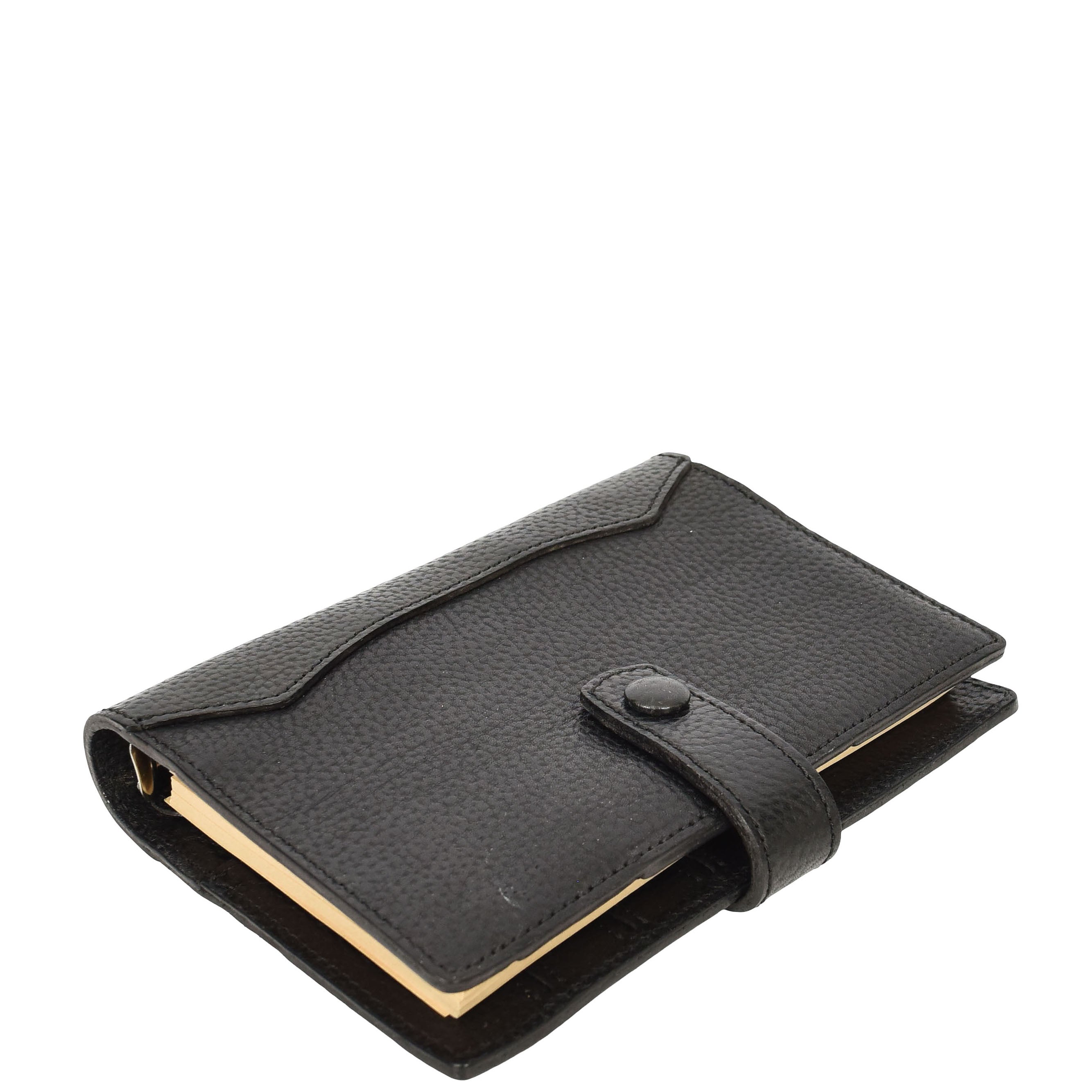 Premium Leather Diary Personal Organiser A6 Size Paper Refillable Ring Binder Notebook Velmora Black