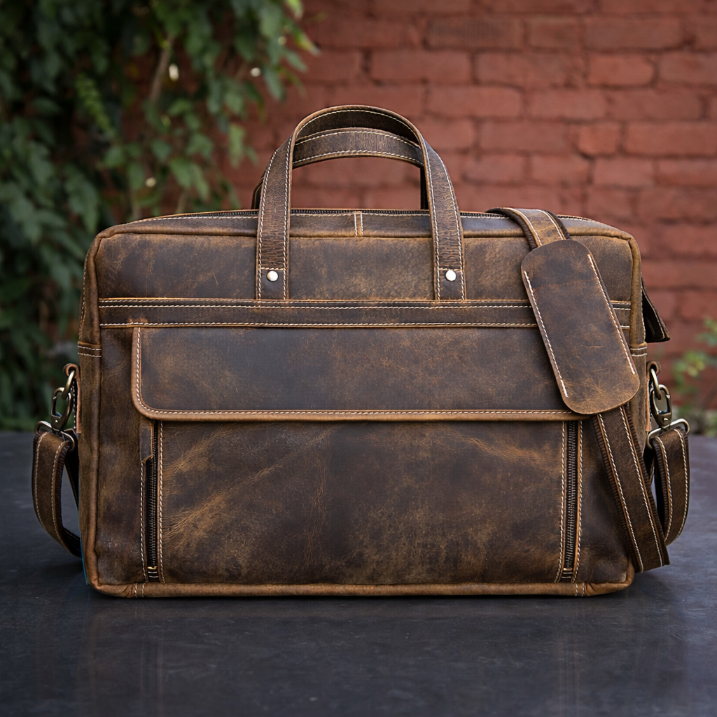 Weston Brown Buffalo Leather Briefcase