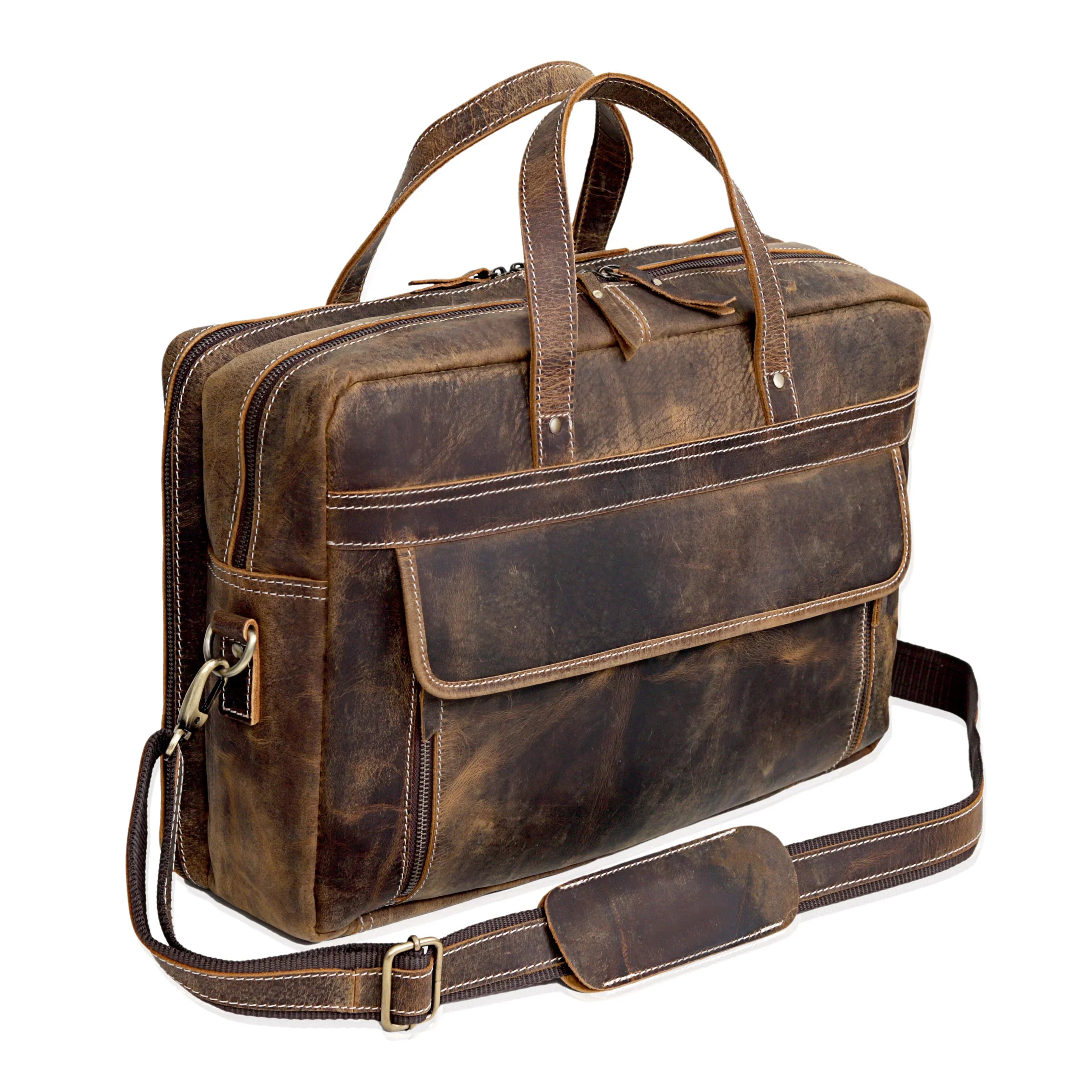Weston Brown Buffalo Leather Briefcase