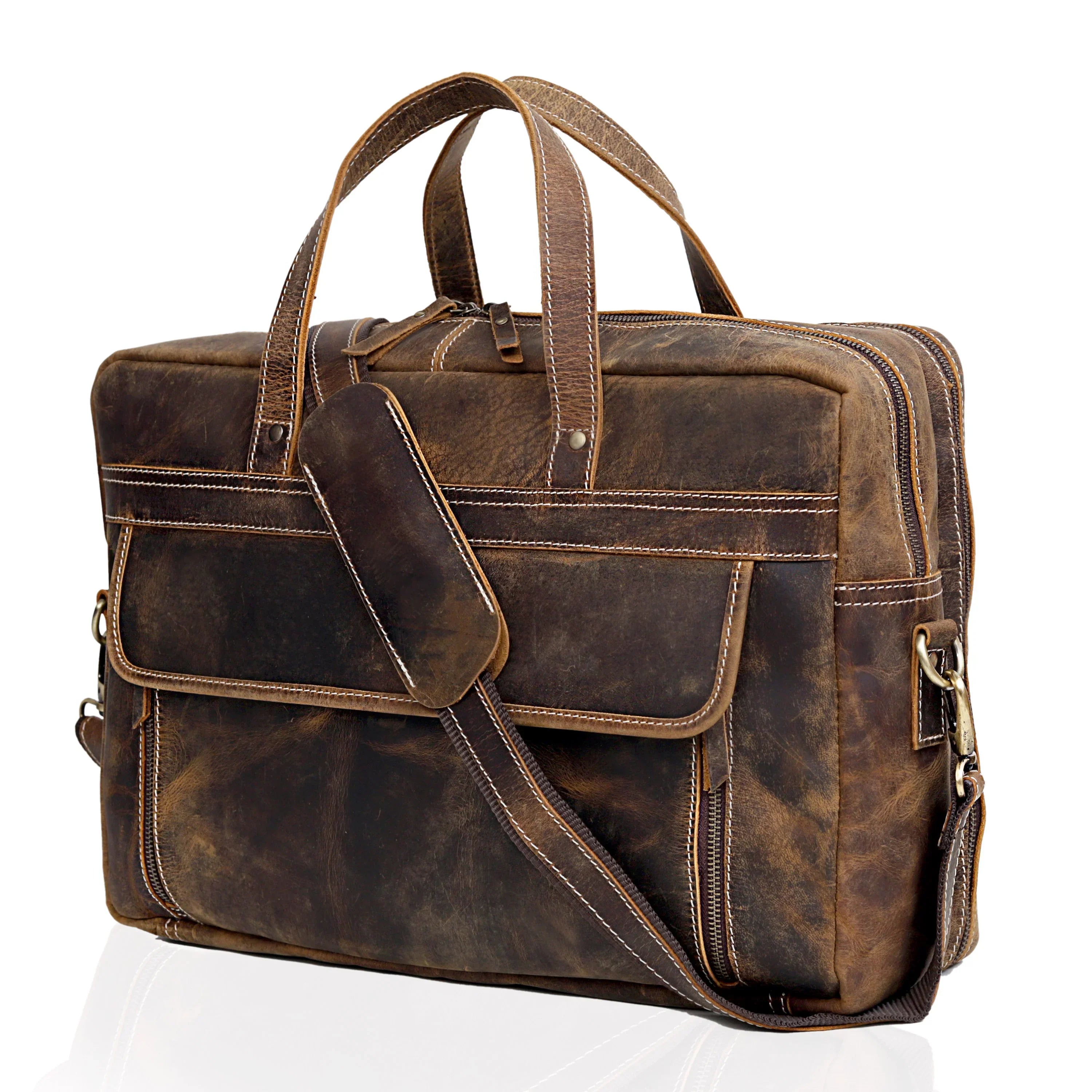 Weston Brown Buffalo Leather Briefcase