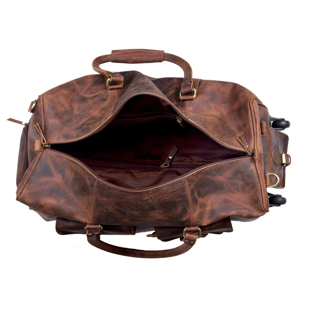 Wheely Leather Duffle Bag With Wheels