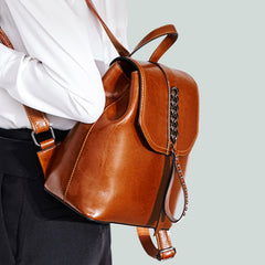 Women's Top Grain Leather Backpack, Leather Rucksack for Women, Lady Backpack Stylish Casual