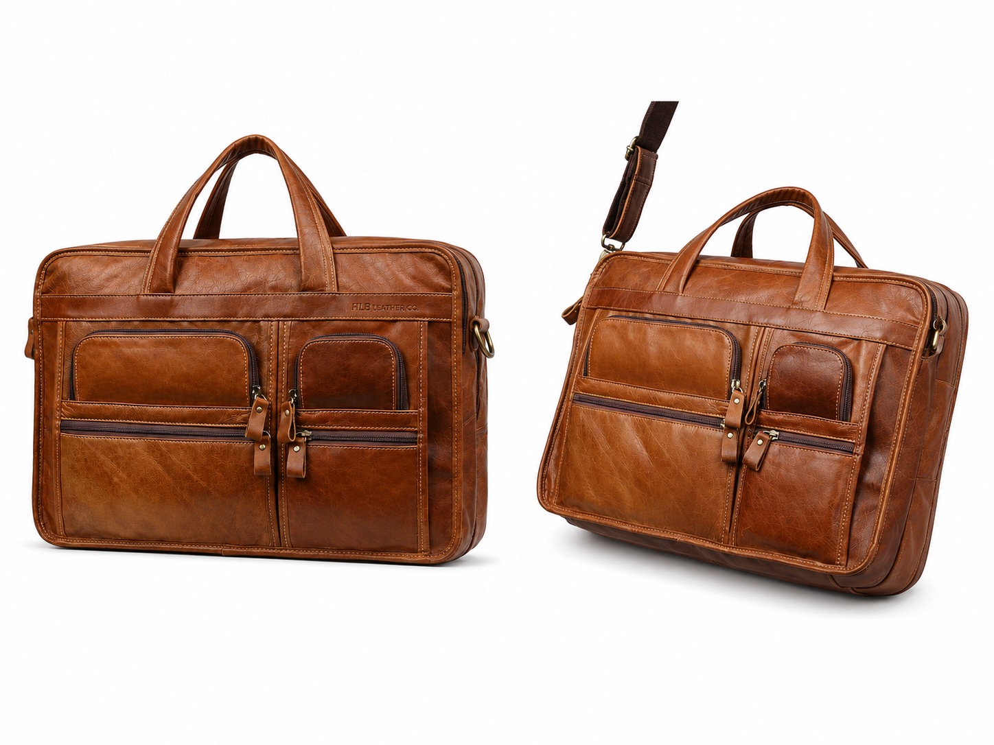 Retro Full-Grain Leather 15.6-Inch Laptop Messenger Bag